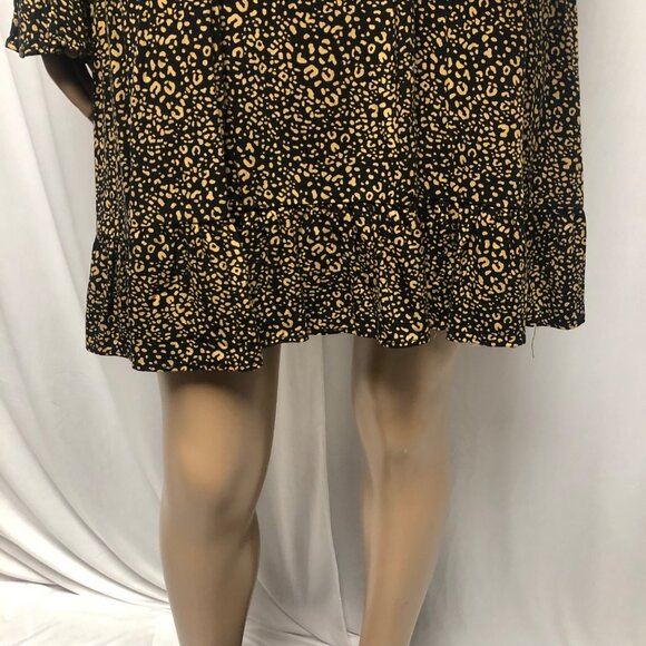 Popsugar Dress Womens Size Large Black Brown Mock Neck Ruffle Hem Mini - Picture 4 of 10